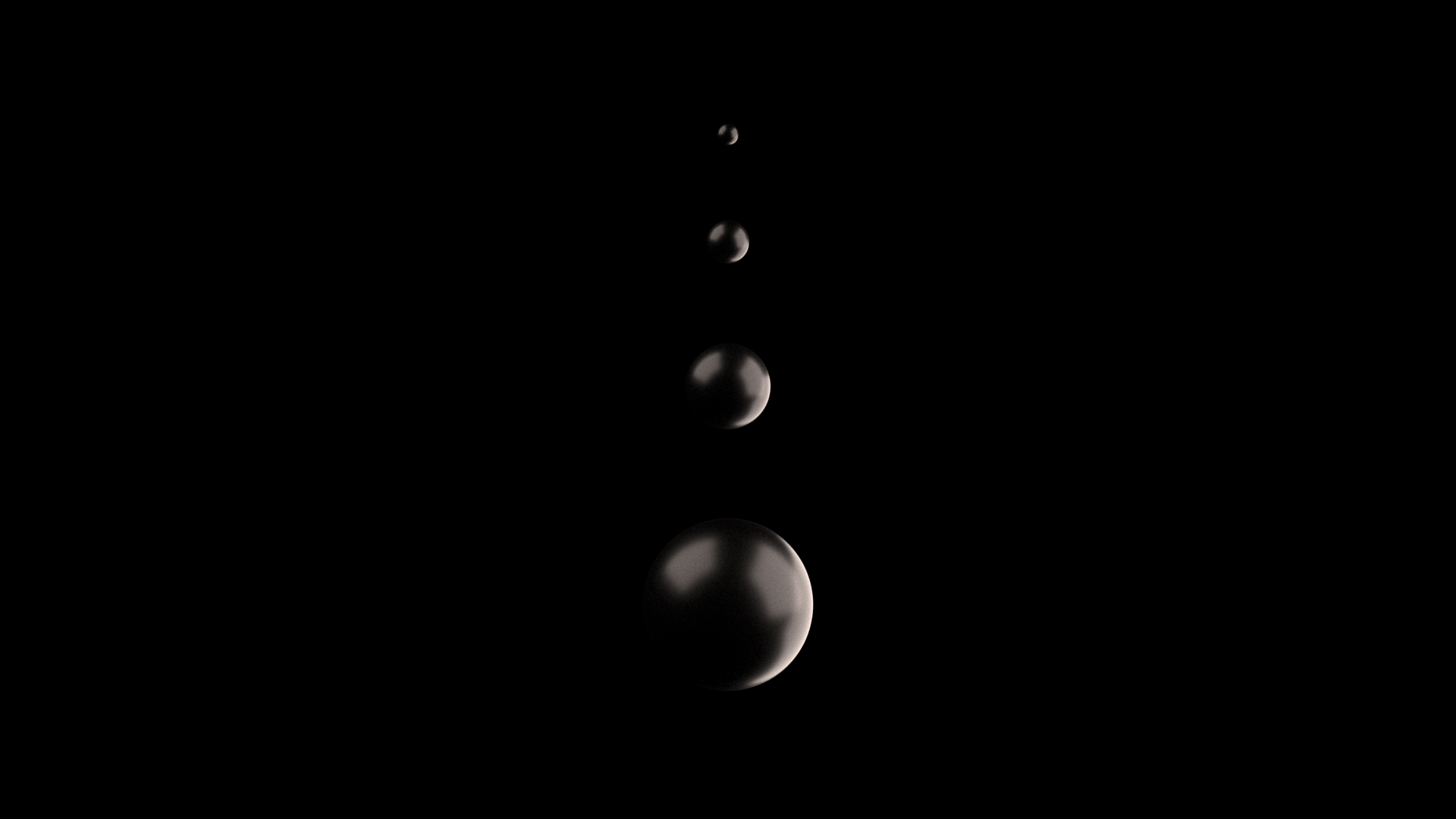 Four black spheres stacked by size, Spheres 3D model, 3Ds Max