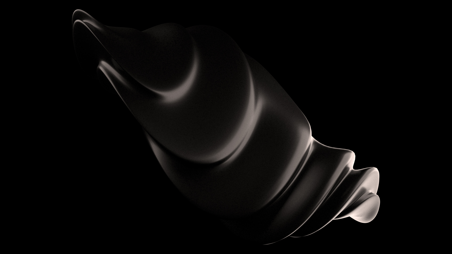 Black shiny shell shape, Shell 3D model, 3Ds Max