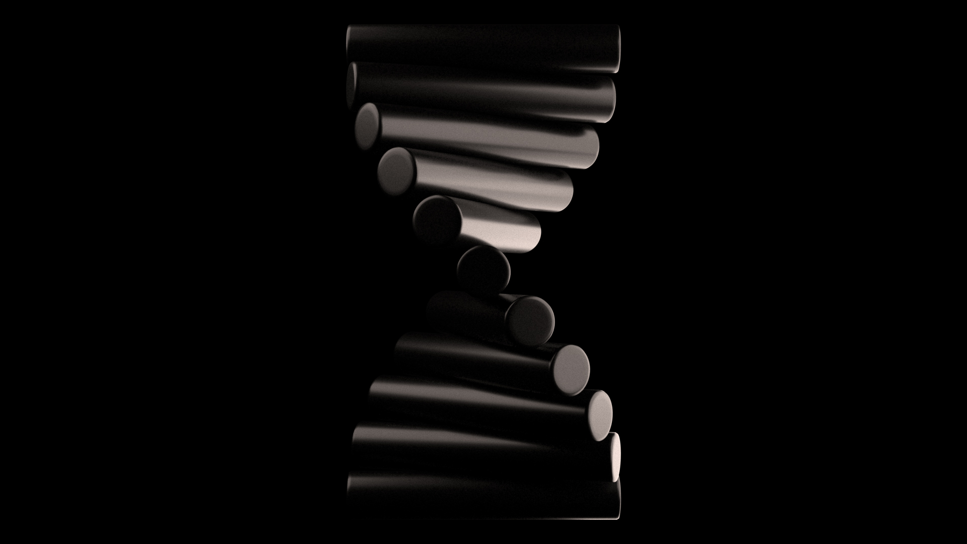 Black shiny cylinder stacked, Time sculpture 3D model, 3Ds Max