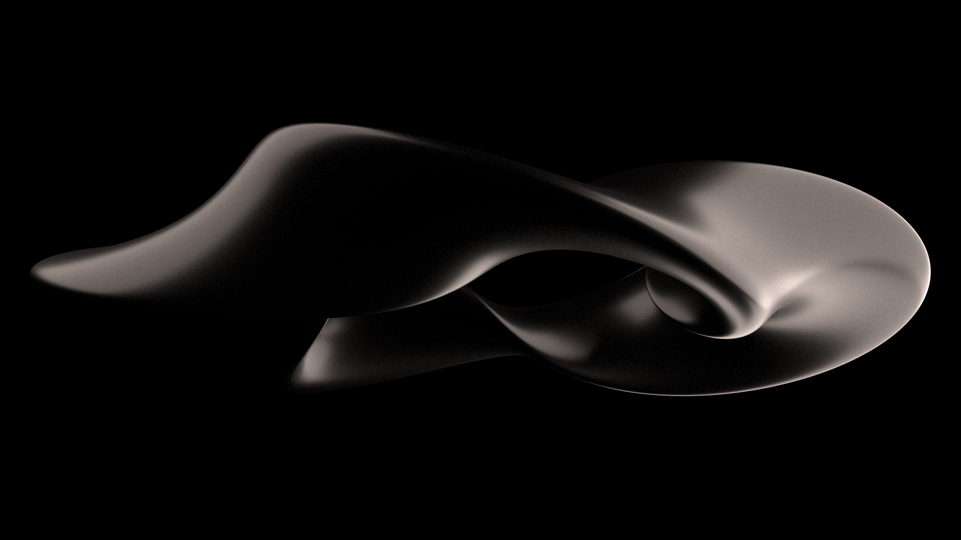 Black shiny sculpture shape, Turn sculpture 3D model, 3Ds Max