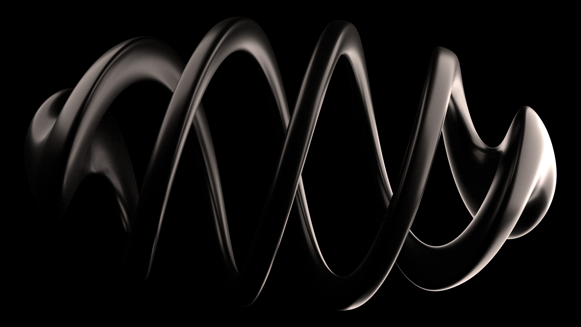 Black shiny twisted shape, Twisted 3D model, 3Ds Max